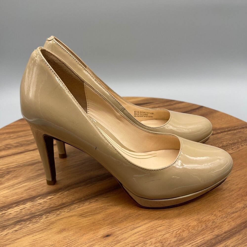 COLE HAAN Nude Patent Leather NIKEAIR Platform Heels Pumps Size 6B D38257